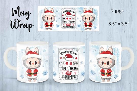 Discover Christmas Monster Mug Press Wrap: Hot Chocolate Sublimation (PNG, JPG, SVG Digital Download)