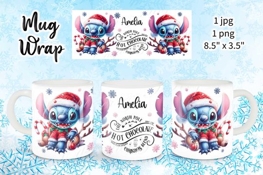Discover Hot Chocolate Christmas Mug Press Wrap: Stitch Design (Digital Download)