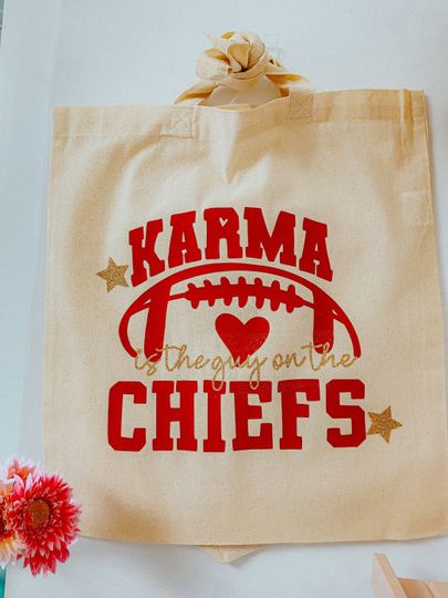 Discover Karma is the guy on the CHIEFS | Cotton Canvas Tote Bag | Sustainable Bag | Perfect Gift | Valentine Gift