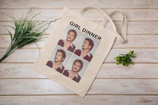 Pedro Pascal Girl Dinner Tote Bag, Cotton Canvas Tote Bag, Perfect Gift, Actor Tote Bag