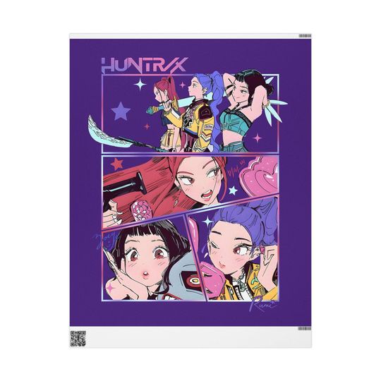 Huntrix Anime Wrapping Paper Kpop Demon Hunters Gift Wrap