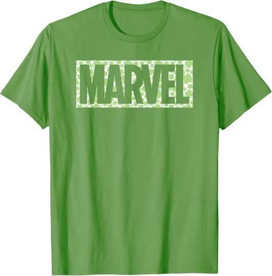 Discover Marvel Logo Green Lucky 4-Leaf Clovers St Patrick's Day T-Shirt, Gift For Fans