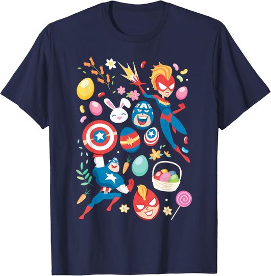 Marvel Easter Captain America & Captain Marvel Easter Basket T-Shirt, Gift For Fans