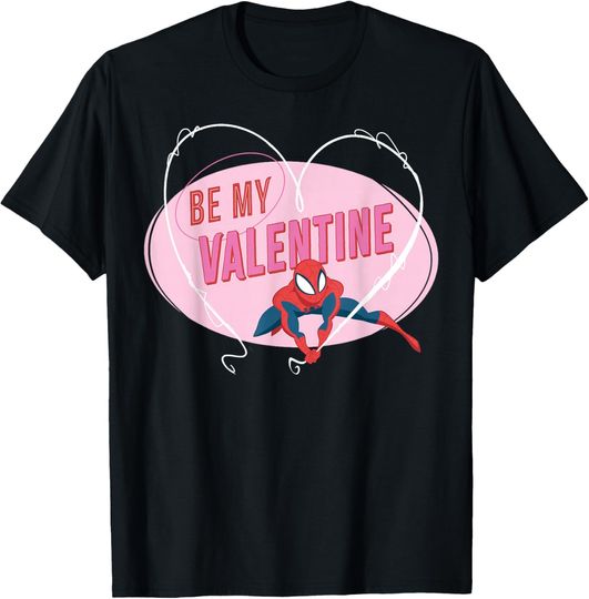 Marvel Spider-Man Web Heart Love Romantic Be My Valentine T-Shirt, Gift For Fans