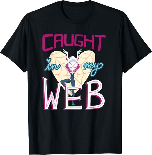 Discover Marvel Spider-Gwen Valentine’s Day Love Caught In My Web T-Shirt, Gift For Fans