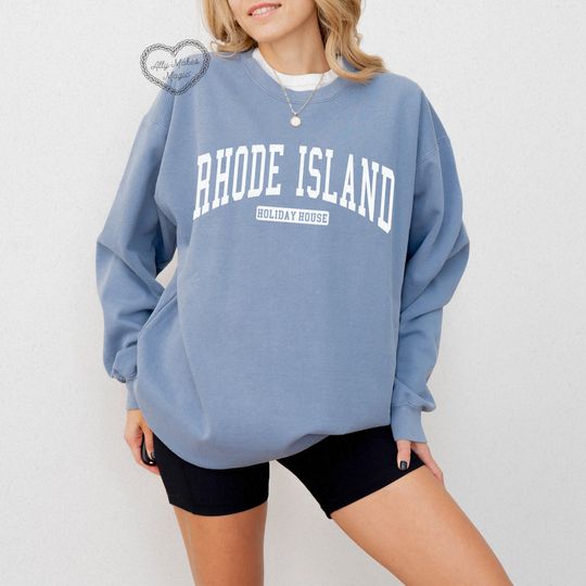 Discover Rhode Island Pullover Sweatshirt, Comfort Colors, Beach Aesthetic, Summer Vibes