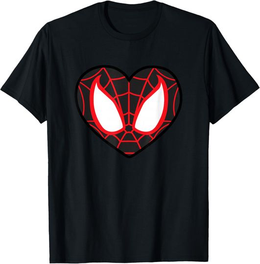 Marvel Ultimate Spider-Man Miles Morales Heart Mask Logo T-Shirt, Gift For Fans