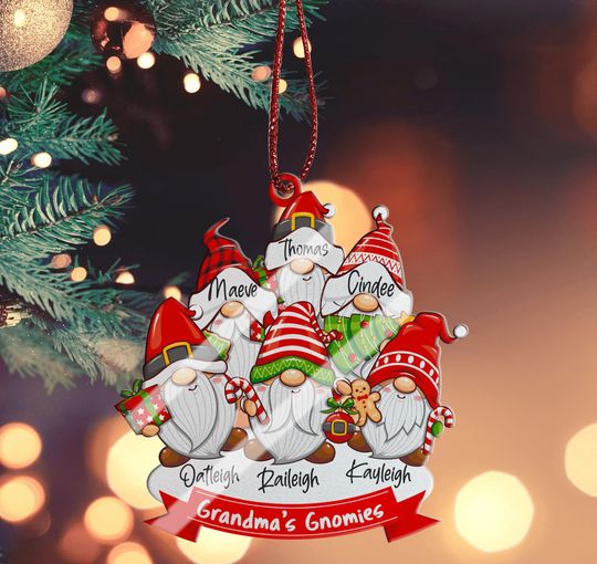 Discover Christmas Family Gnome Ornament - Personalized Acrylic Gift For Family, Friends, And Grandma