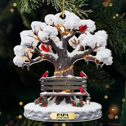 Discover Personalized Christmas in Heaven Acrylic Memorial Ornament