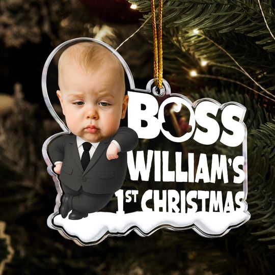 Discover Personalized Baby's First Christmas Photo Ornament - Acrylic Holiday Keepsake