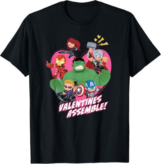 Discover Marvel Avengers Valentine's Assemble T-Shirt, Gift For Fans
