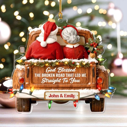 Discover Personalized Couple Christmas Ornament, Acrylic Truck Ornament