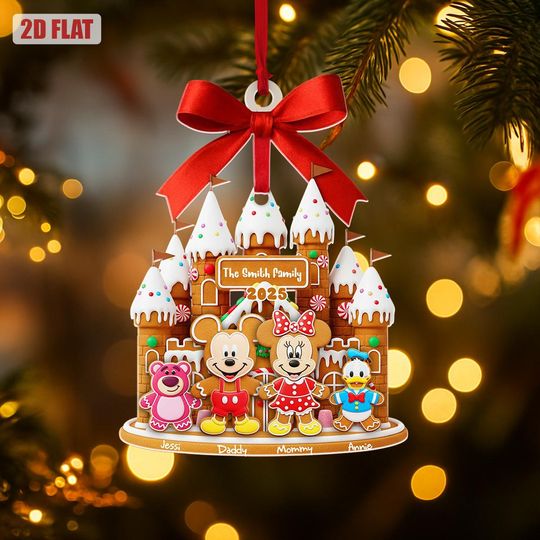 Discover Personalized Mickey & Friends Gingerbread House Family Christmas Ornament, Ginger Cookies Disney Christmas Ornament, Disney Fan Ornament