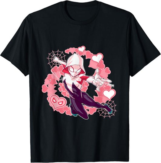Marvel Spider-Man Into the Spider-Verse Gwen Stacy Hearts T-Shirt, Gift For Fans