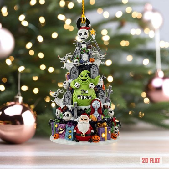 Discover Custom Nightmare Before Christmas Ornament, Custom Jack Sally Zero Ornament, Disney Family Christmas Tree Ornament, Family Name Ornament