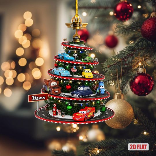 Discover Personalized Pixar Cars Ornament, Custom Lightning MCqueen Mater Ornament, 2025 Christmas Gift For Son, Kids Name Christmas Ornament