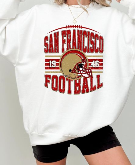 Discover San Francisco Football Sweatshirt, Vintage San Francisco Football Sweater, San Francisco Football Fan Sweatshirt, Trendy Football Game Day