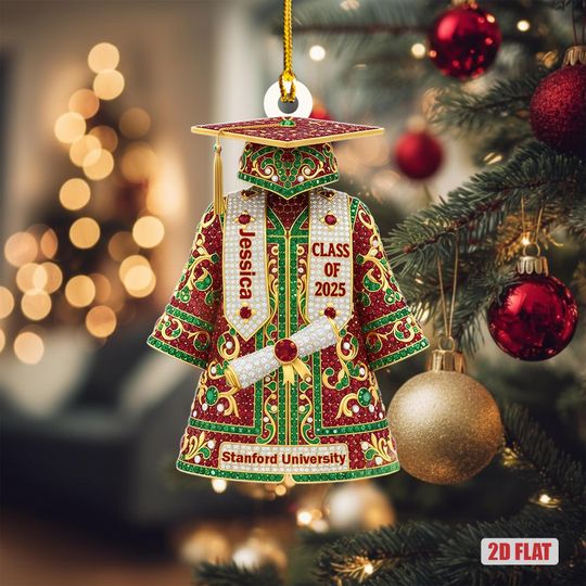 Personalized Luxury Graduation Outfit Ornament 2025, Universiry Graduation Gift, New Graduate Gift, College Graduation Gift, Grad Ornament