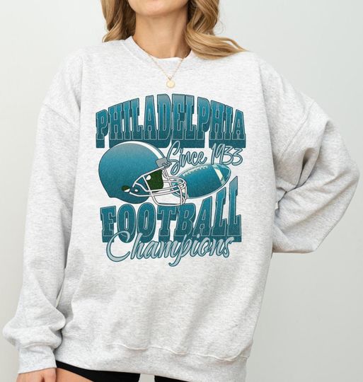 Discover Vintage Philadelphia Football Champions Crewneck Sweatshirt, Philly Fan Gift