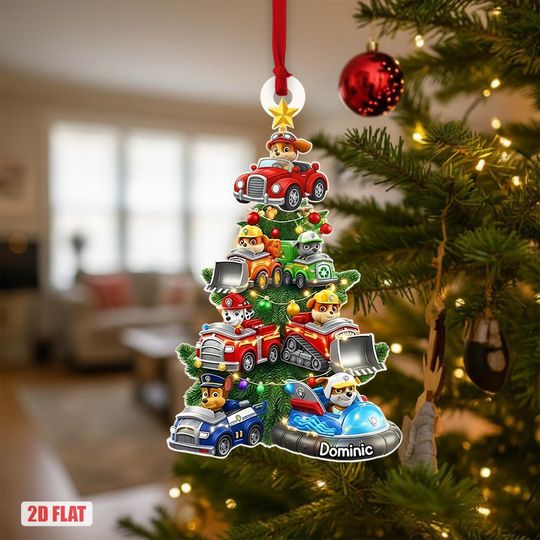 Discover Personalized Patrol Dogs Christmas Ornament, Patrol Xmas Ornament, Custom Name Paw Patrol Christmas 2025 Ornament, Custom Kid Name Ornament