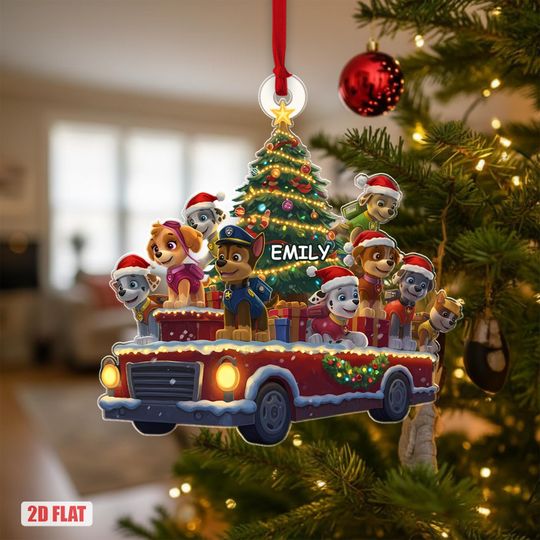 Discover Personalized Patrol Dogs Christmas Ornament, Patrol Xmas Ornament, Custom Name Paw Patrol Christmas 2025 Ornament, Custom Kid Name Ornament