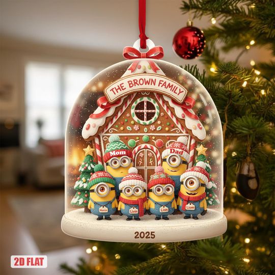 Discover Personalized Minions Family Ornament, Custom Minions Acrylic Christmas Tree Decor, Minions Ornament, Custom Family Name Ornament 2025