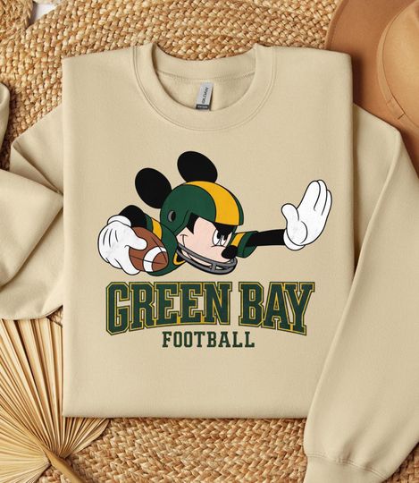 Discover Vintage Green Bay Crewneck Sweatshirt: Mickey Mouse Football Tee