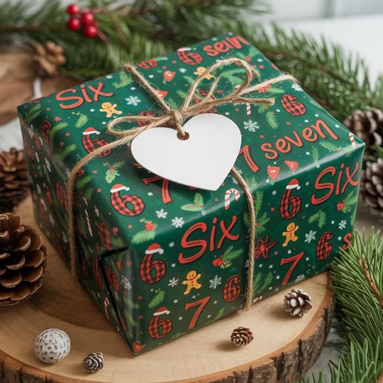 Discover 67 Christmas Wrapping Paper, Plaid Holiday Gift Wrap, Gen Alpha Trend, Kids Xmas Wrap, 67 Meme Wrapping Paper Christmas, Funny Gift Wrap