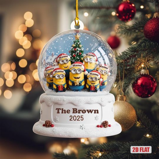 Discover Custom Minion Christmas Tree Ornament, Personalized Minion Cartoon Holiday Decoration, Gift For Kids, Boys, Girls, Family, Movie Lover Gift