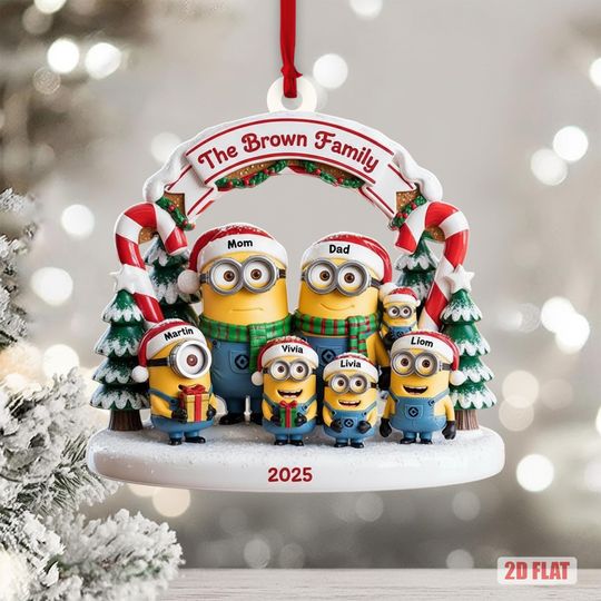 Discover Personalized Minions Family Ornament, Custom Acrylic Christmas Tree Decor, Cute Holiday Keepsake, Unique Xmas Gift 2025, Minions Ornaments