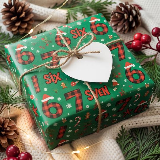 Discover 67 Plaid Christmas Wrapping Paper, Gen Alpha Trend, Kids Xmas Wrap, 67 Meme Wrapping Paper, Funny Gift Wrap, 67 Buffalo Wrapping Paper