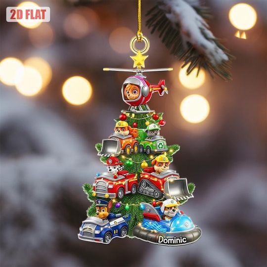 Discover Personalized Patrol Dogs Christmas Ornament, Patrol Xmas Ornament, Custom Name Paw Patrol Christmas 2025 Ornament, Custom Kid Name Ornament