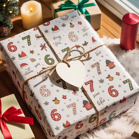 Discover 6-7 Christmas Wrapping Paper, Funny 67 Merry Christmas Gift Wrap, Santa Hat & Snowflake Holiday Paper, Tiktok Trending Xmas Gift Wrap