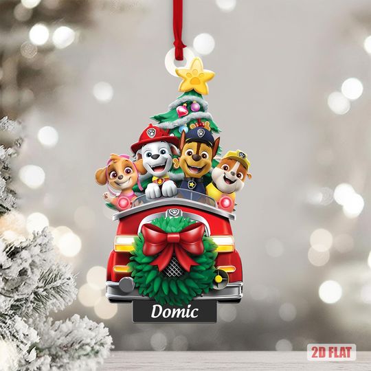 Discover Custom Name Paw Patrol Christmas 2025 Ornament, Personalized Patrol Dogs Christmas Ornament, Patrol Xmas Ornament, Custom Kid Name Ornament