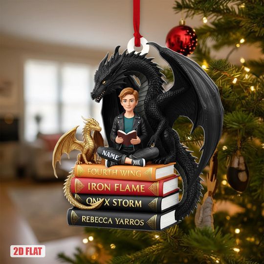 Discover Custom Fourth Wing Ornament, Basgiath War College Ornament, Dragon Rider Violet Sorrengail Fantasy Bookish Ornament, The Empyrean Series
