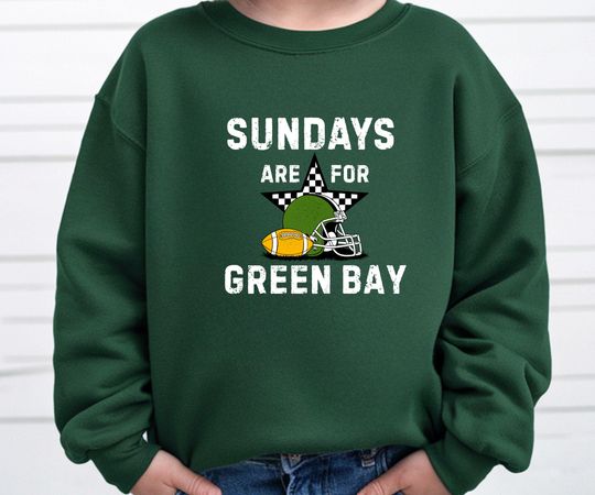 Discover Kids Sundays Are For Green Bay Football Retro Style Sweatshirt, Green Bay Game Day Apparel, Graphic Tee, Tailgate Outfit, Sports Fan Gift