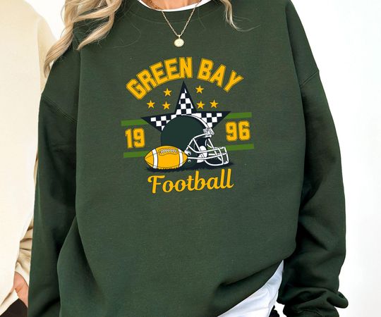 Discover Green Bay Football Retro Style Sweatshirt, Green Bay Game Day Apparel, Graphic Tee, Tailgate Outfit, Sports Fan Gift