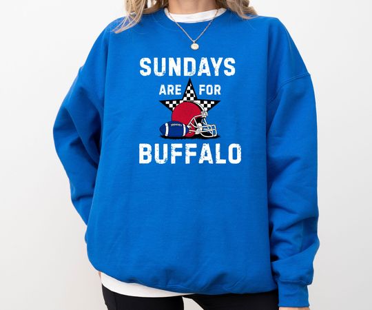 Discover Sundays Are For Buffalo Football TShirt, Buffalo Sweatshirt, Game Day Apparel, Retro Football Graphic Tee, Tailgate Outfit, Sports Fan Gift