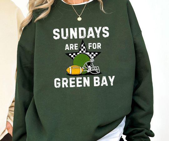 Discover Sundays Are For Green Bay Football Retro Style Sweatshirt, Green Bay Game Day Apparel, Graphic Tee, Tailgate Outfit, Sports Fan Gift