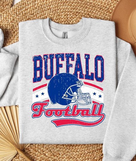 Discover Retro Buffalo Football Sweatshirt: Game Day Crewneck Hoodie