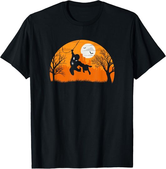 Discover Marvel Spider-Man Silhouette Swing Halloween T-Shirt, Gift For Fans