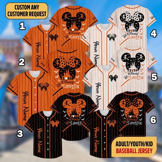 Discover Custom Mickey Mouse Halloween Baseball Jersey, Mickey Mouse Halloween Jersey Team, Custom Halloween Jersey, Minnie Matching Jersey 2025