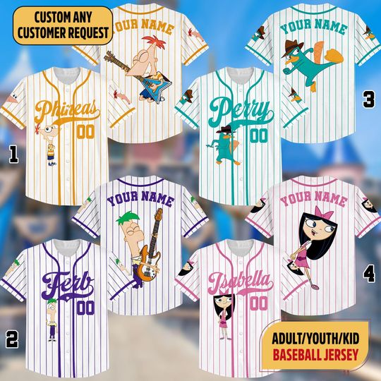 Discover Personalized Perry the Platypus Phineas and Ferb Baseball Jersey, Disney Phineas and Ferb Jersey Team, Disney Baseball Team Outfit