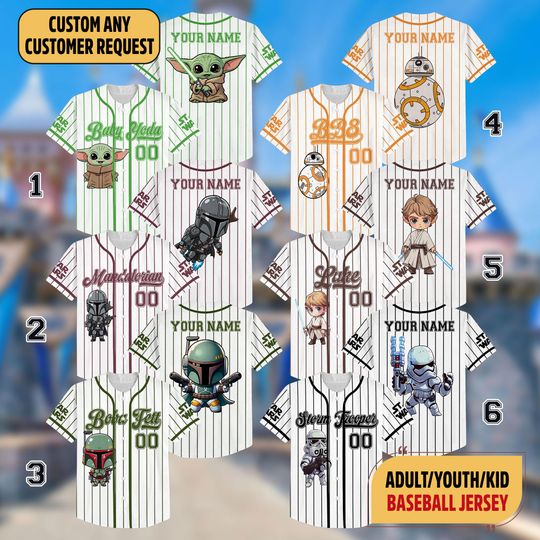 Discover Personalized Star Wars Dart Vader Baseball Jersey, Baby Yoda Jersey Shirt, Star Wars Baseball Team Jersey, R2D2 BB8 Magic Kingdom Trip Shirt
