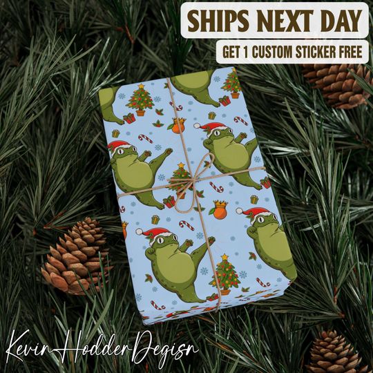 Subtle Frog Fuck Trump Liberal Christmas Wrapping Paper, Liberal Christmas Gift Wrap, Progressive Political, FDT Christmas Wrapping Paper