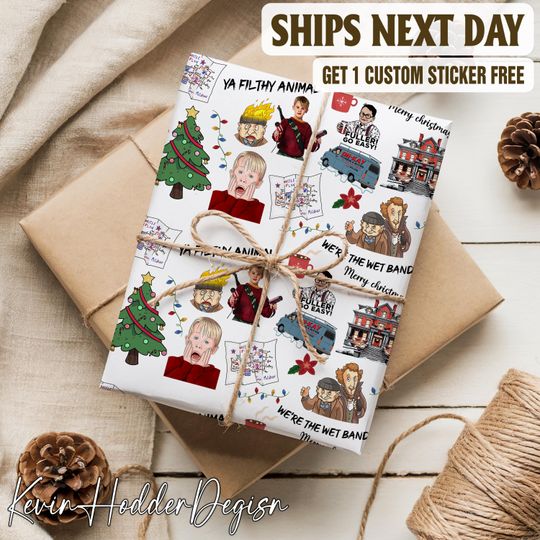 Home Alone Christmas Movie Wrapping Paper, Funny Gift Wrap, Hilarious Xmas Gift Wrap, Unique Holiday Wrapping Paper Themed Gift Wrap