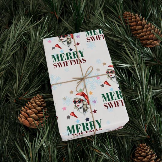 Discover Merry Swiftmas Gift Wrapping Paper: Taylorr-Inspired Santa, Eras Theme