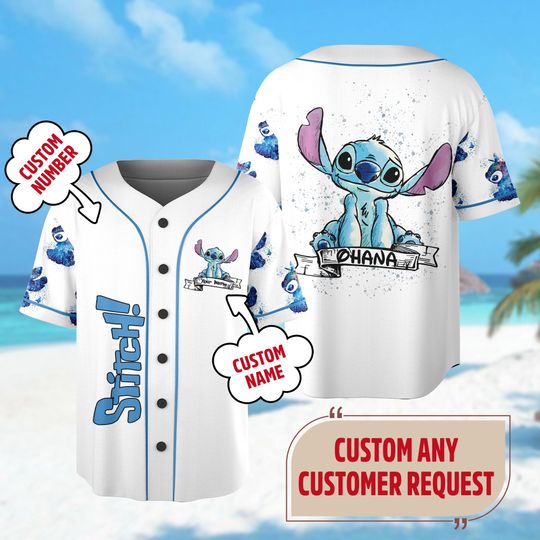 Discover Personalized Blue Dog Baseball Jersey, Custom Name Baseball Jersey, Cartoon Movie Jersey Shirt Gift, Blue Dog Jersey, Watercolor Dog Jersey