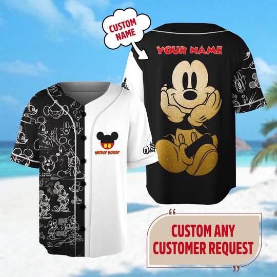 Discover Custom Mickey Mouse Baseball Jersey, Retro Mickey Baseball Shirt, Mouse Cartoon Baseball Jersey, Magic World Movie Jersey Gift
