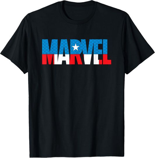 Discover Marvel Brick Logo in Captain America Colors T-Shirt, Gift For Fans